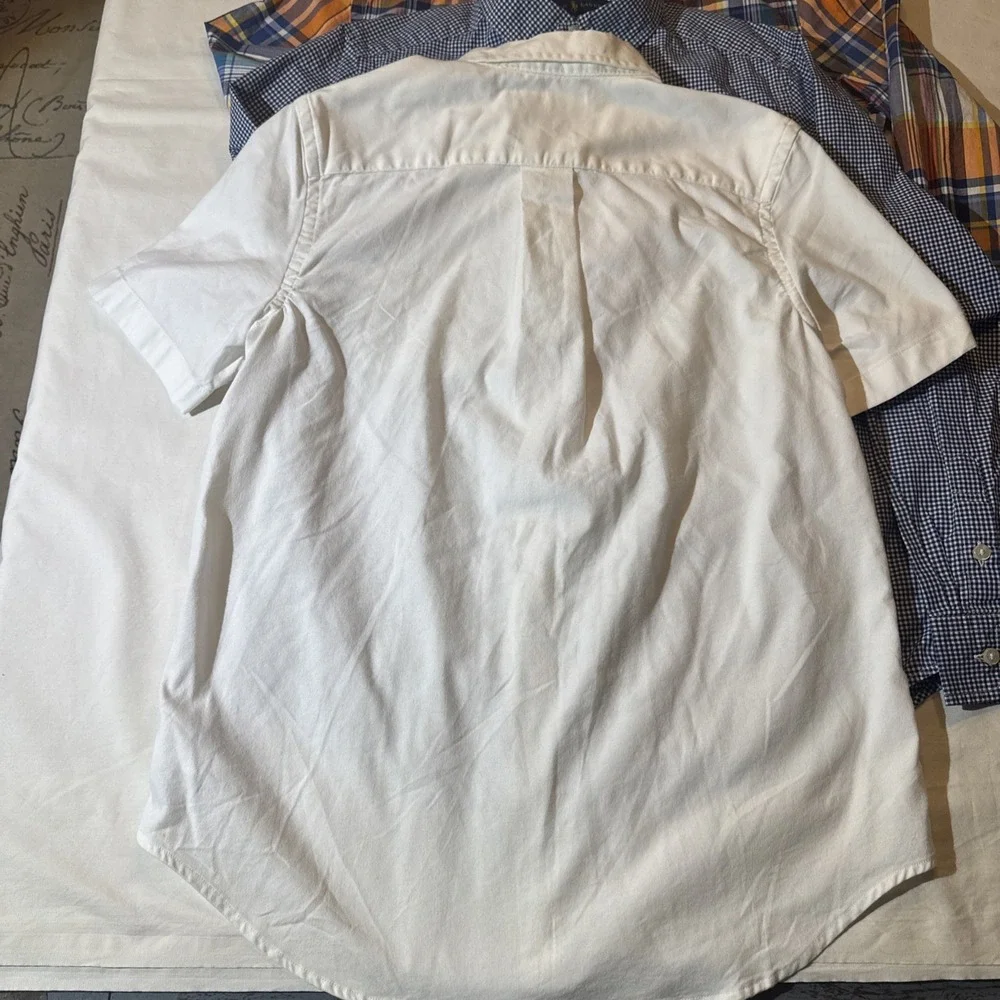 Ralph Lauren 3 Shirt Lot 2-L 14-16 SS White LS Gingham 1-XL 18-20 LS Plaid
